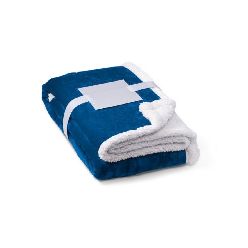 HEIDEN - Coperta reversibile in pile confezionata (190 g/m²) con nastro in raso e cartoncino personalizzabile