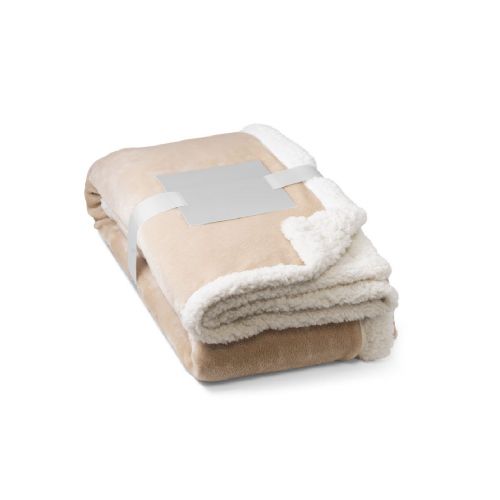 HEIDEN - Coperta reversibile in pile confezionata (190 g/m²) con nastro in raso e cartoncino personalizzabile