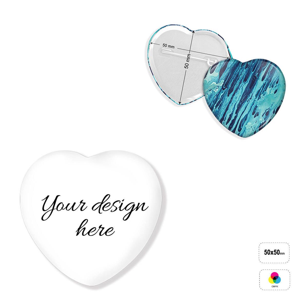 PIN HEART 50 - spilla a forma di cuore, 50x50mm | GL050107A