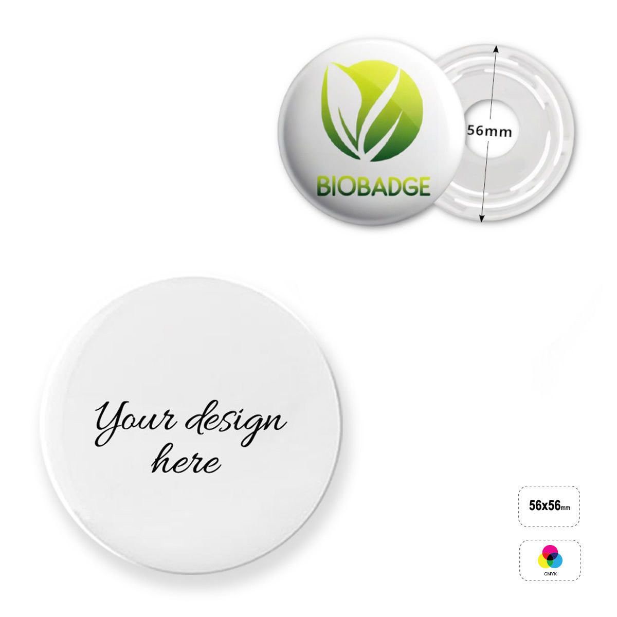 PIN BIO ROUND 56 - spilla rotonda biodgradabile, 56x56 mm | GL500112F
