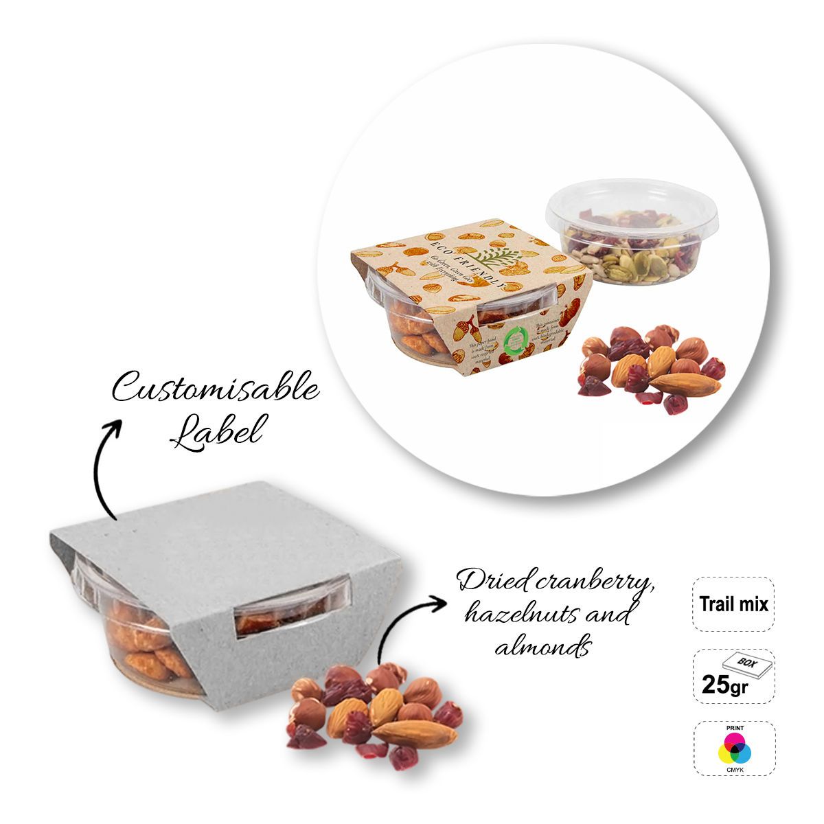 SNACK CUP - confezione di frutta secca e semi, 70x70x28 mm | GL810803B