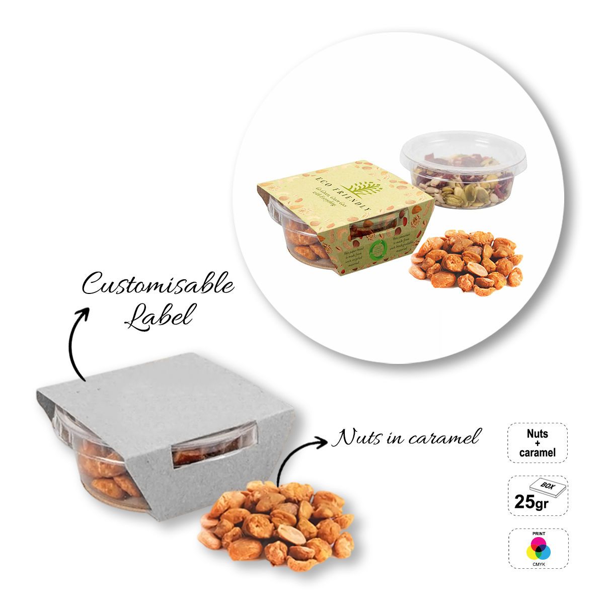 SNACK CUP - confezione di frutta secca e semi, 70x70x28 mm | GL810803C