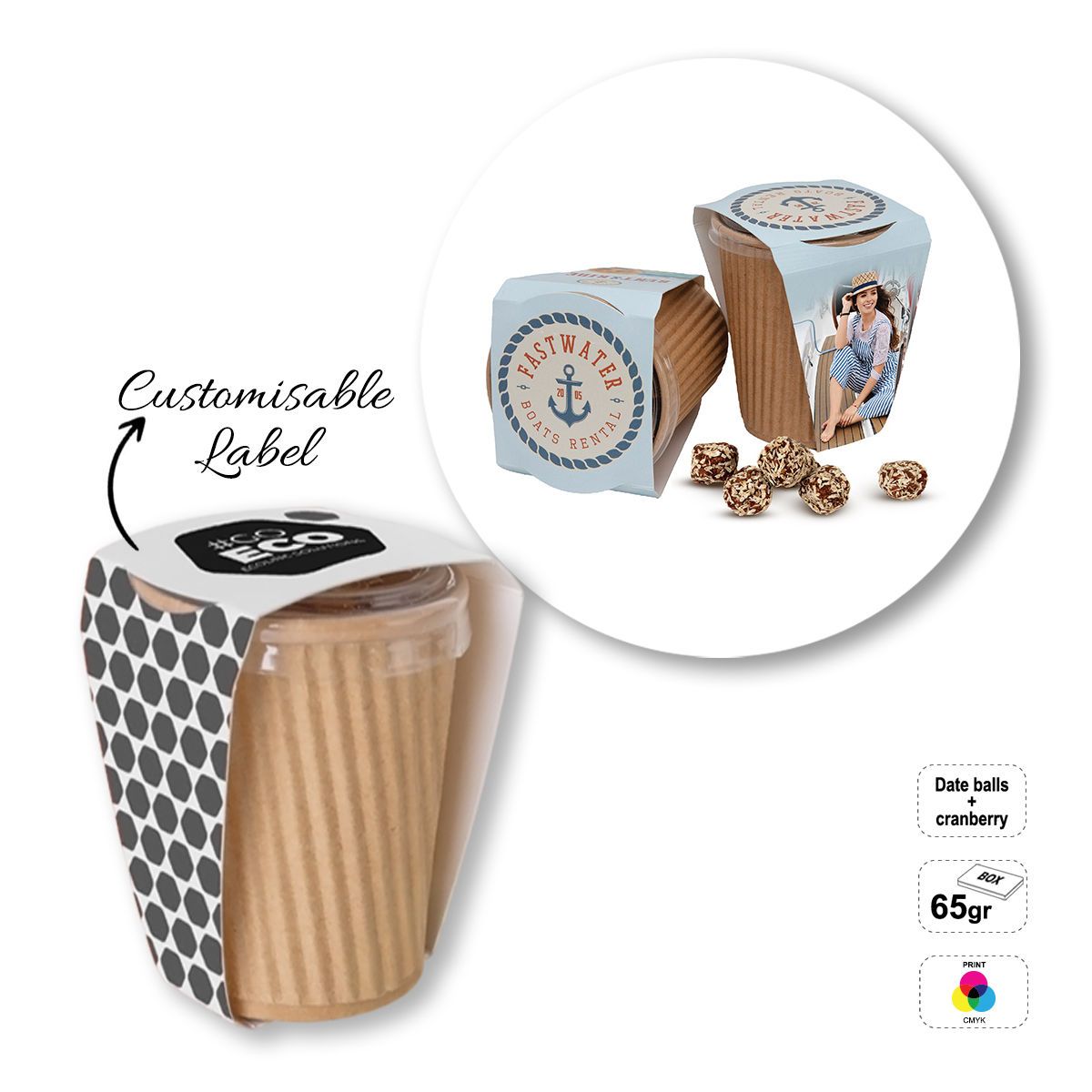 DELICIOUS CUP - confezione di snack dolci, 80x80x95 mm | GL810807C