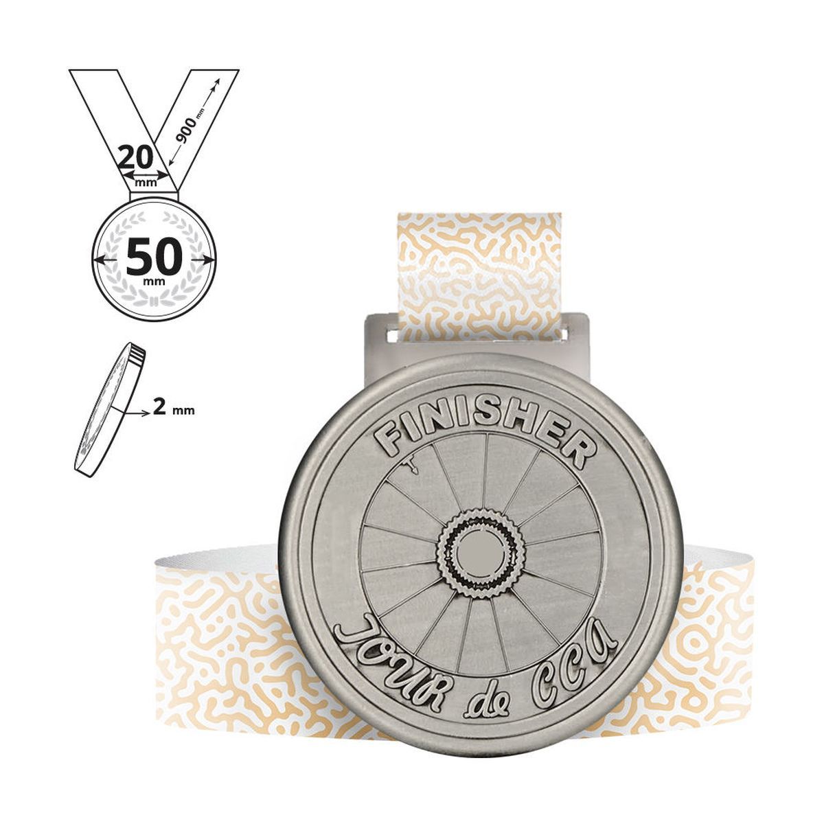 TERGAT - medaglia in lega di zinco 2mm, 50x50 mm | GL701020B