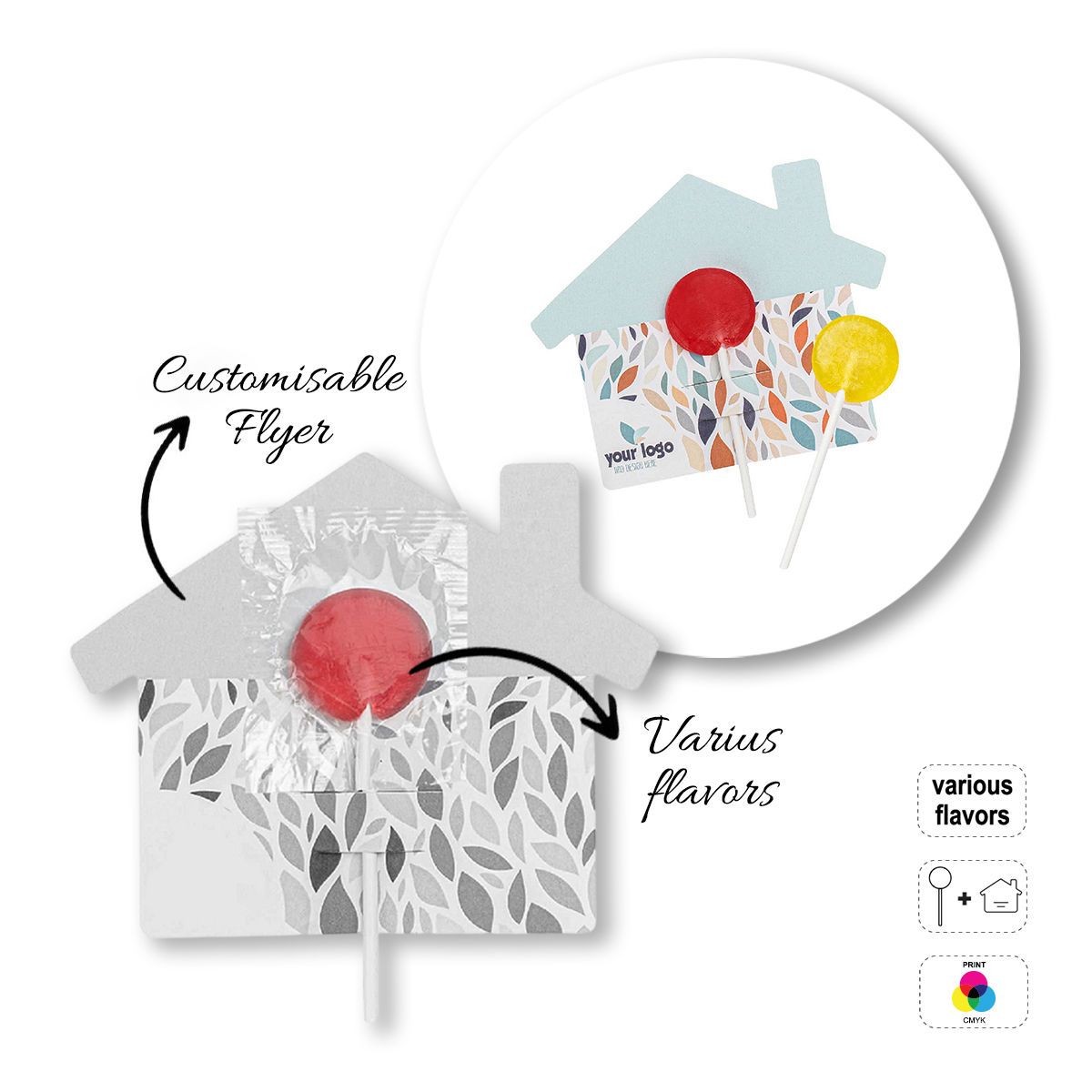 LOLLY FLYER - lecca lecca piatto con flyer, 131x131x124 mm | GL810501B