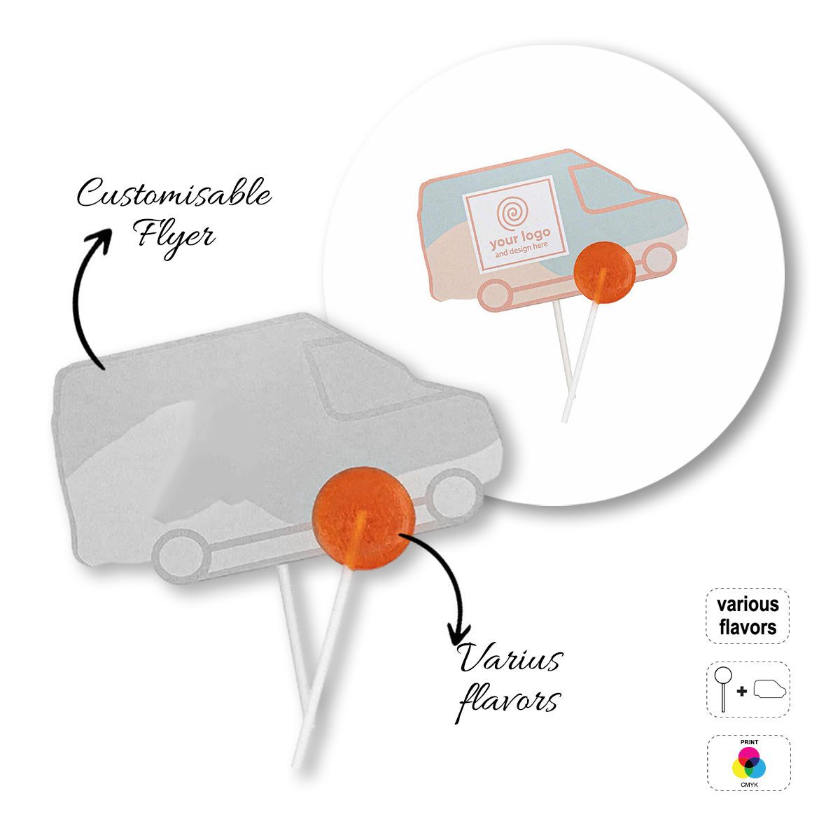 LOLLY HOLDER - lecca lecca con flyer , 114x10x110 mm | GL810503B