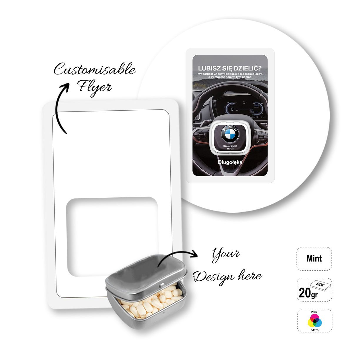 MINT CARD - scatola di mentine con flyer, 154x102x18 mm | GL810605B