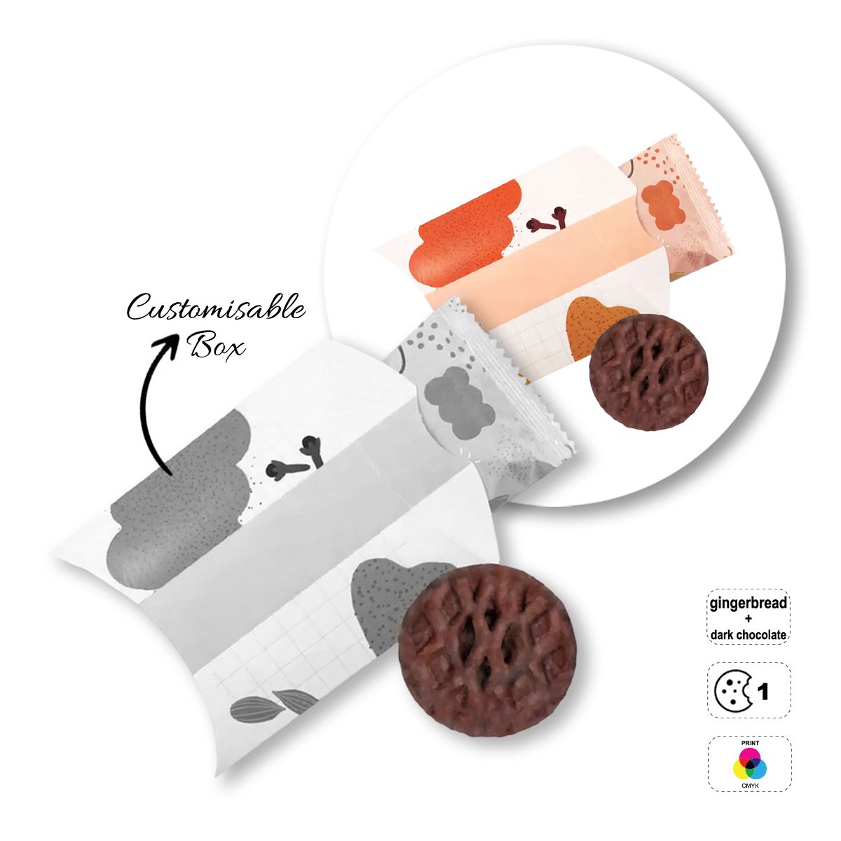 PILLOW COOKIE - morbido biscotto speziato ricoperto di cioccolato, 97x122x30 mm | GL810702A