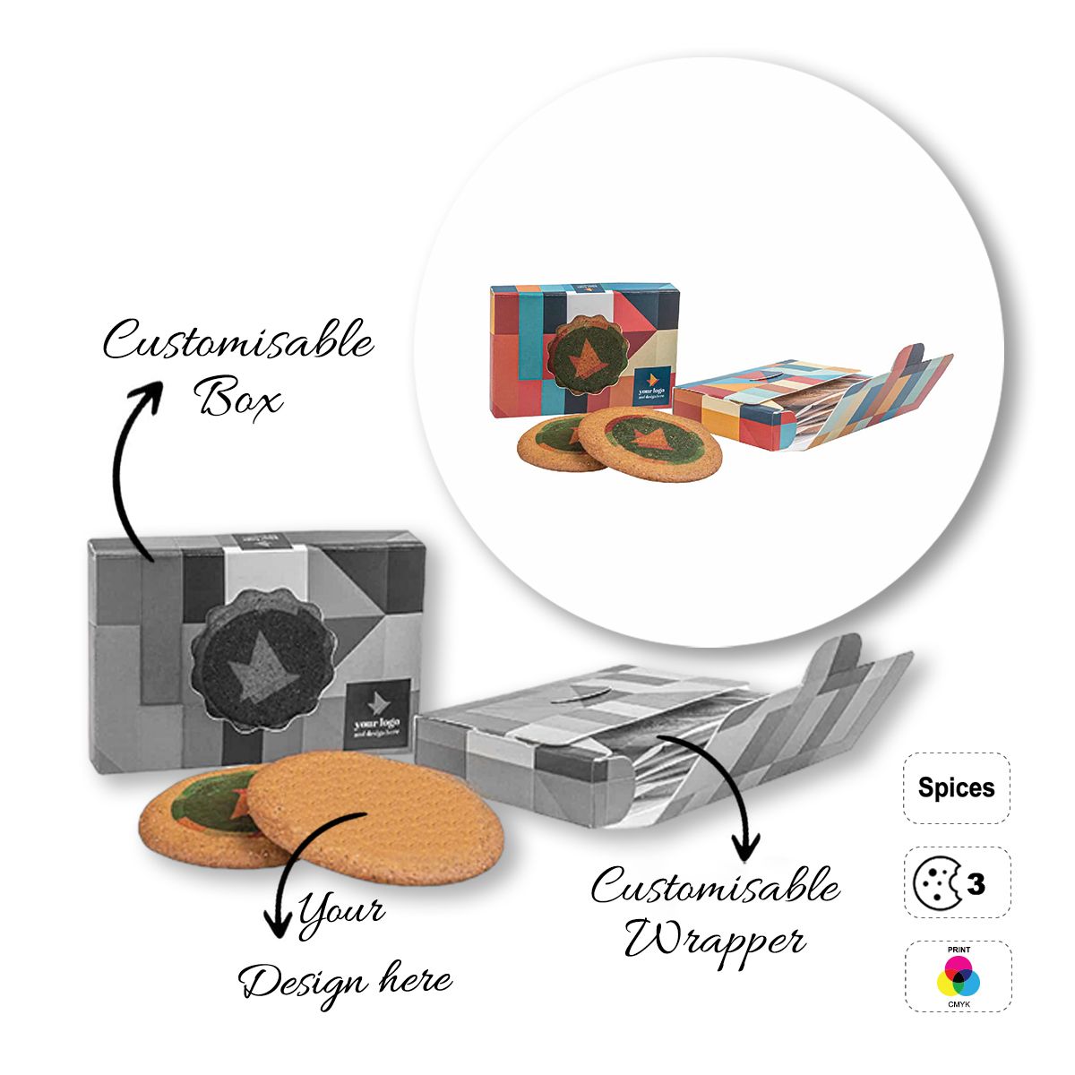 LOGO COOKIE  - biscotti tondi personalizzabili, 100x68x20 mm | GL810709B