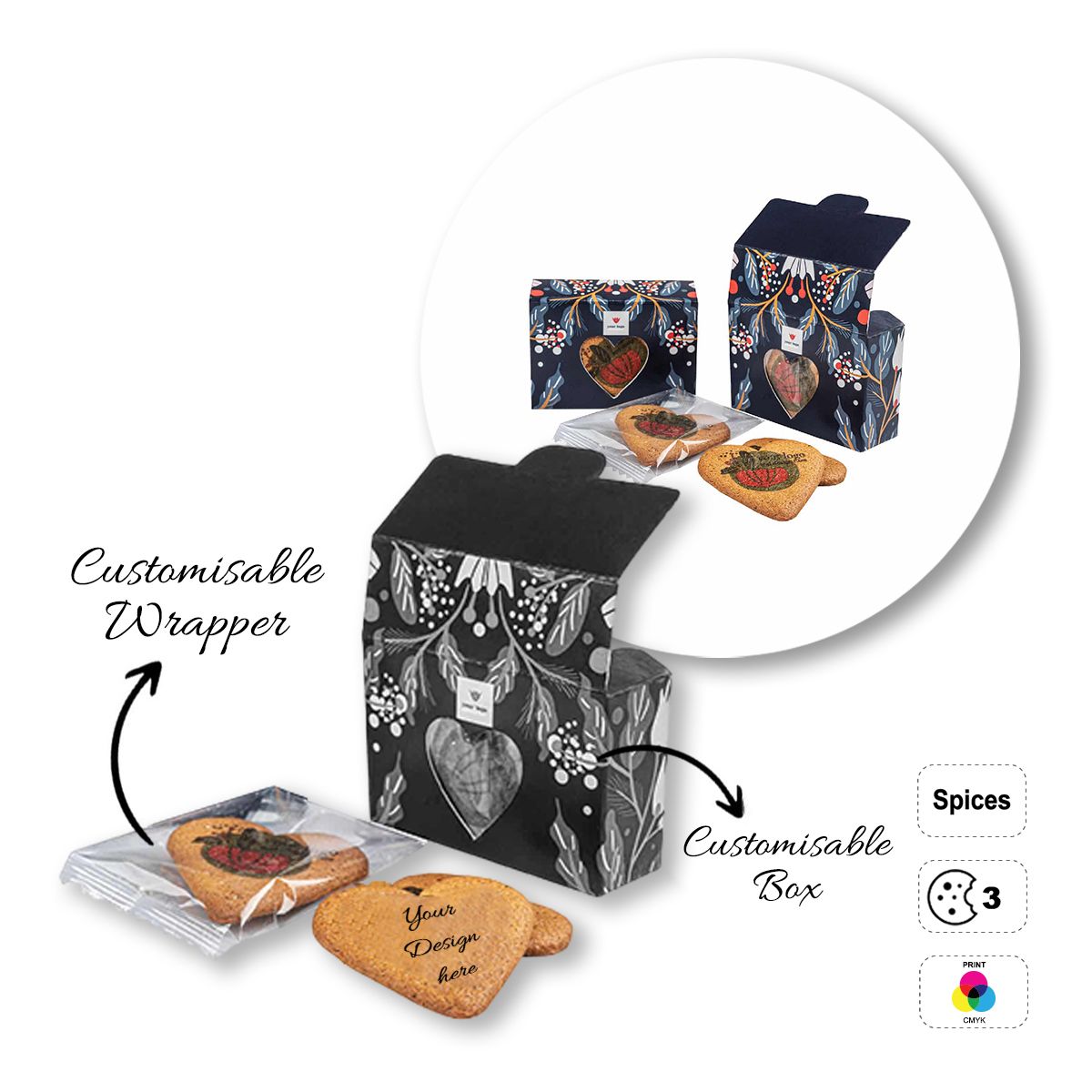 LOGO COOKIE - biscotti a forma di cuore, personalizzabili, 87x59x30 mm | GL810711B