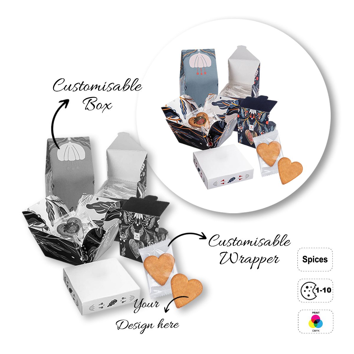 LOGO COOKIE - biscotti a forma di cuore, personalizzabili, 78x67x70 mm | GL810711C