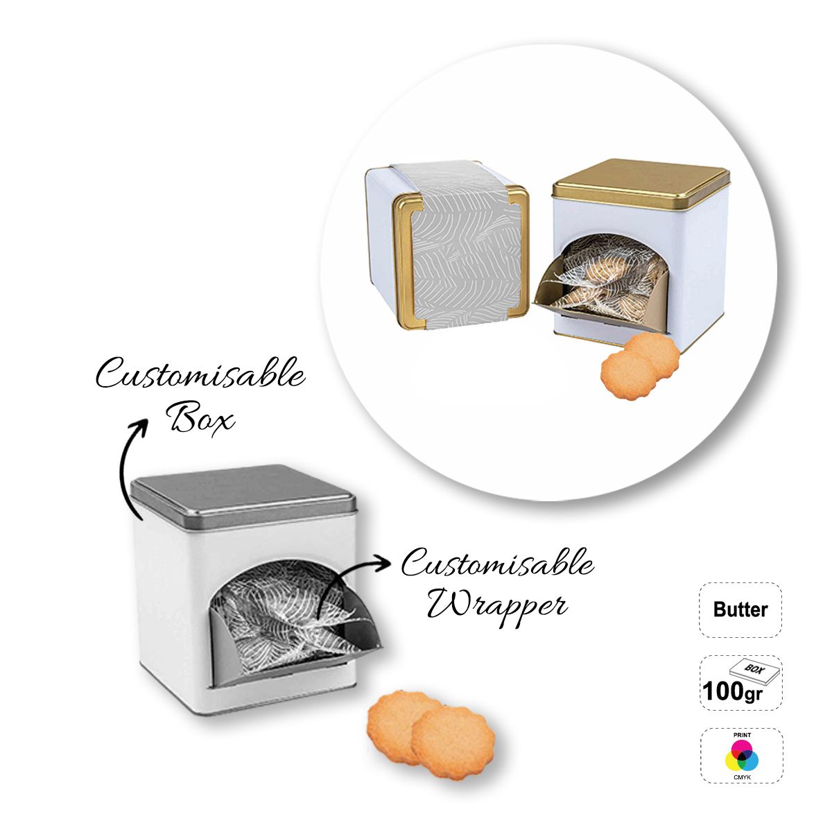 COOKIE BOX - scatola di biscotti, 114x114x124 mm | GL810713A