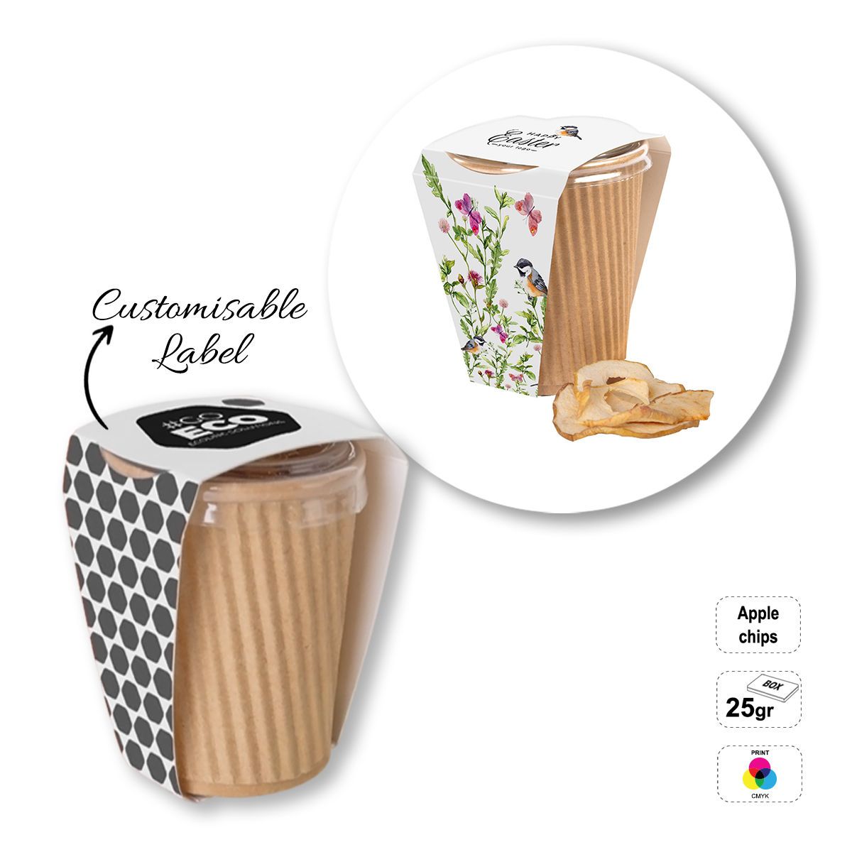 CRISPY CUP - confezione di chips di frutta, 80x80x95 mm | GL810808A