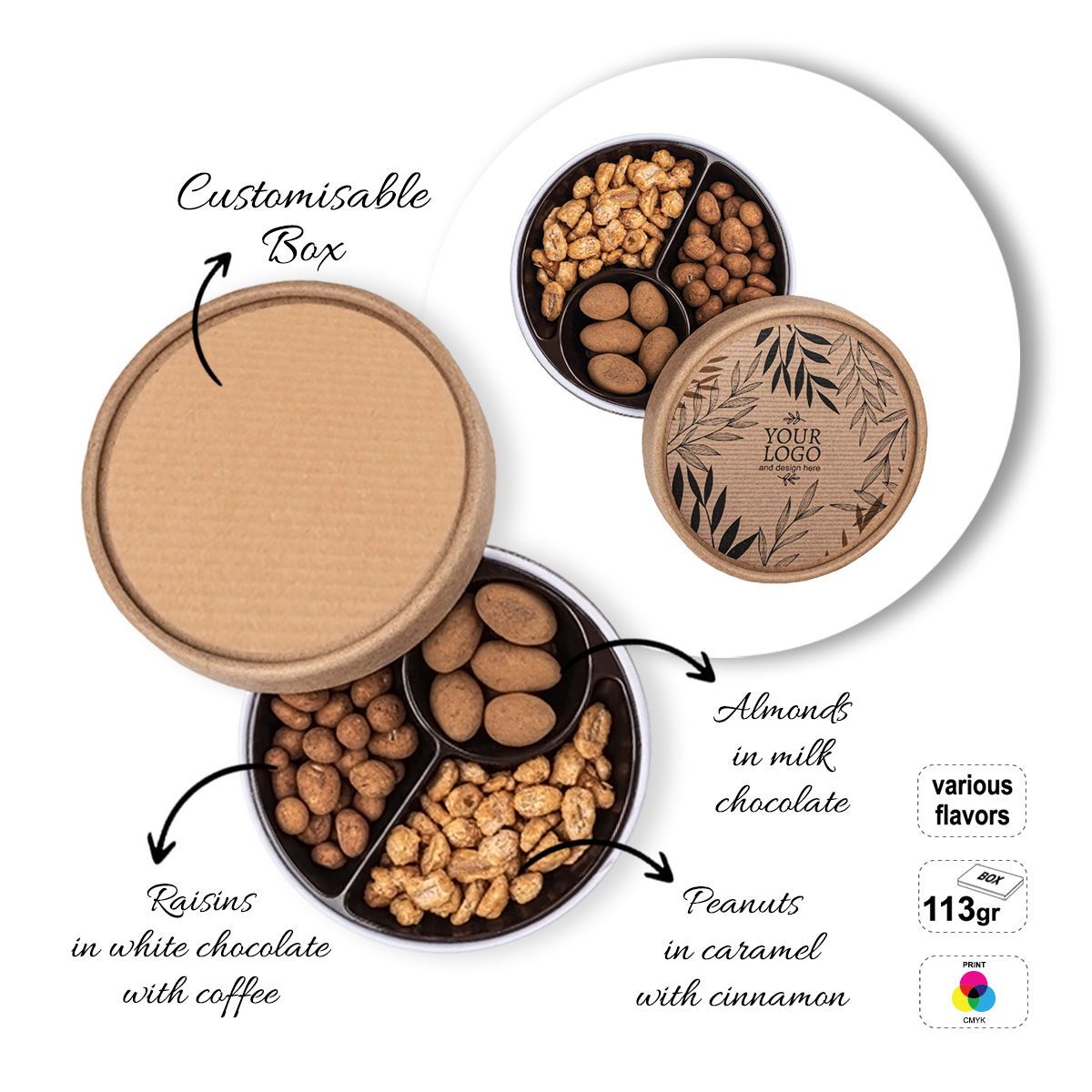 TASTY TRIO - confezione di frutta secca, 126x126x50 mm | GL810826A