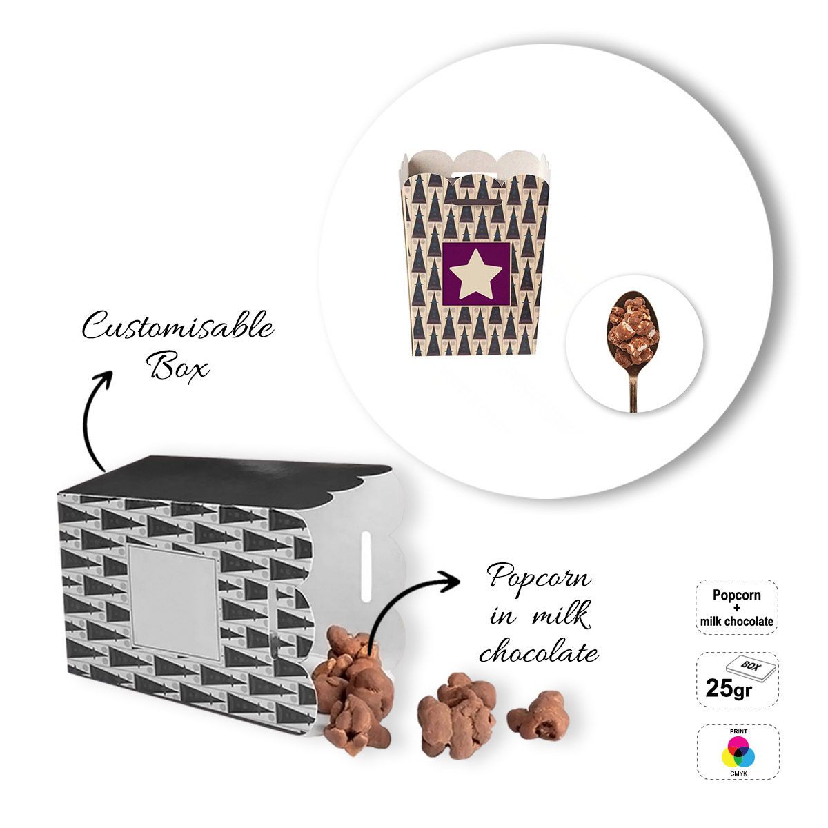 SWEET POPCORN BOX - confezione di popcorn dolce, 60x70x106 mm | GL810832A