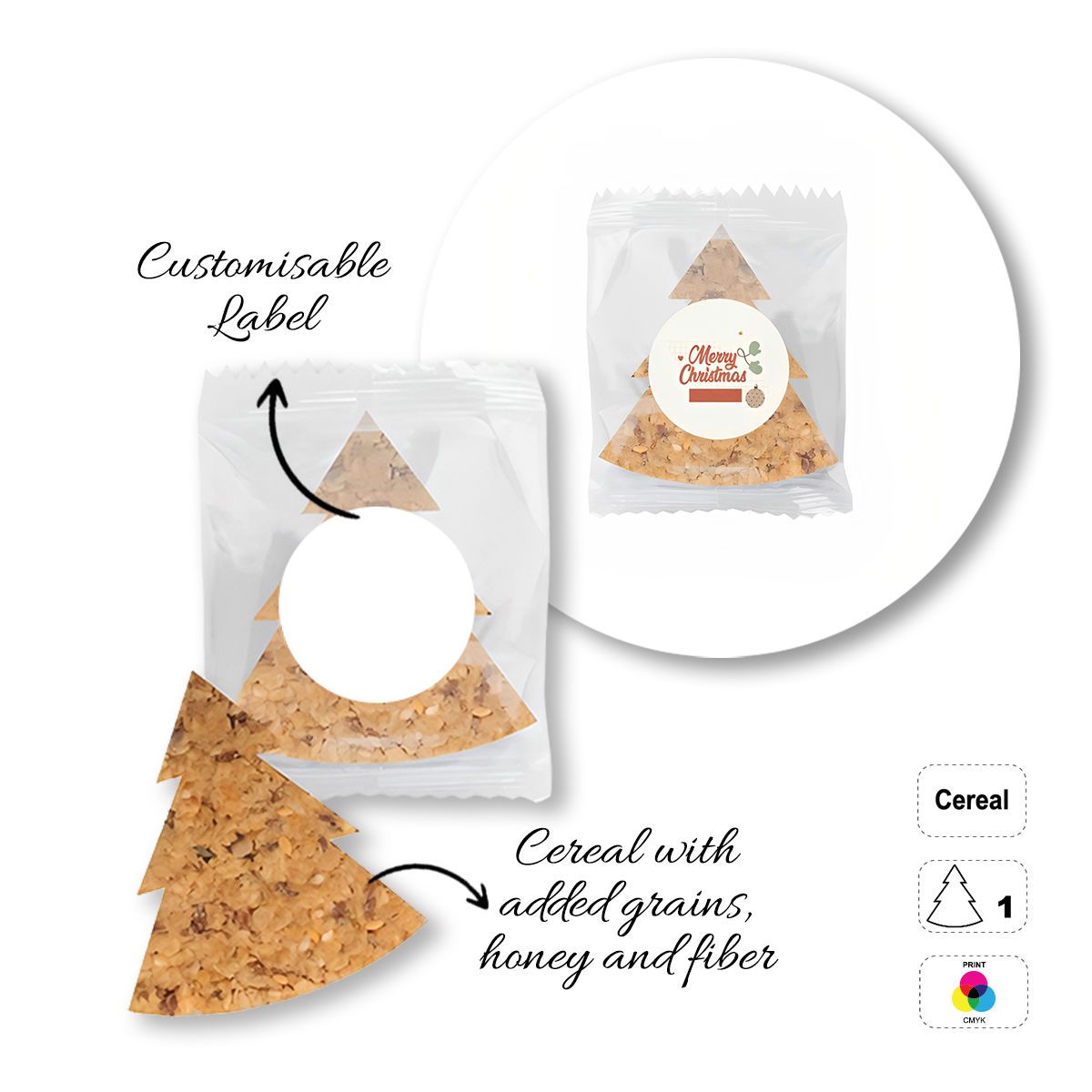 CEREAL4MAT - barretta ai cereali, diverse forme, 77x72 mm (etichetta diametro 40mm) | GL811103B