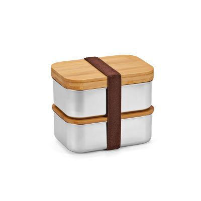 VERMEER - Box pranzo 1480ml rSS con coperchio in bamboo e posate