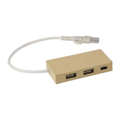 PAULO - Stazione Hub con quattro porte USB  in alluminio e carta riciclata 