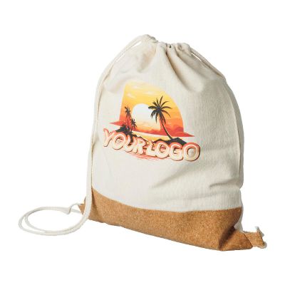 TIANNA - Zaino a sacca in cotone con base in sughero 