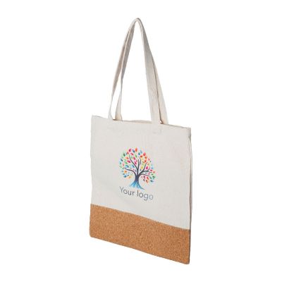 DALIA - Shopping bag in cotone con base in sughero 