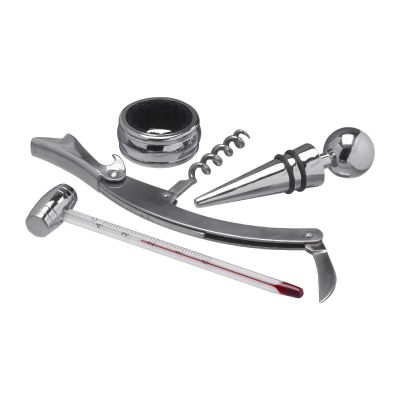 BRADY - Set vino 4 accessori, in acciaio inox 