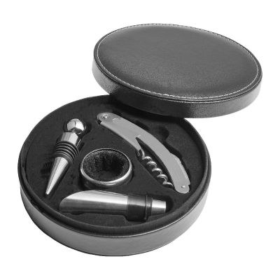 JEREMY - Set da vino 4 accessori, in acciaio inox 
