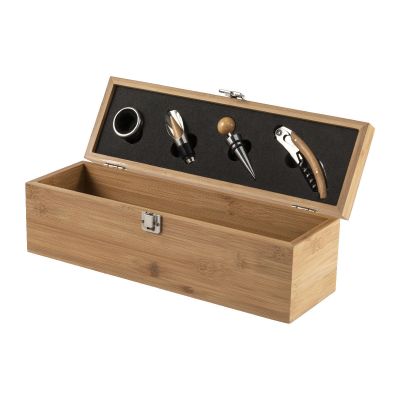 GARETH - Set vino in bamboo ed acciaio inox 