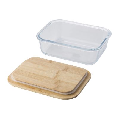 NICOLE - Lunch box, coperchio in bambù, in vetro 