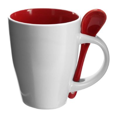 EDUARDO - Tazza in ceramica con cucchiaio, capacità 300 ml 