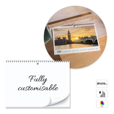 ROME - calendario da muro con spirale a 8 fogli