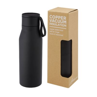 LJUNGAN - Borraccia in acciaio inossidabile da 500 ml con isolamento sottovuoto in rame, coperchio e cinturino in finta pelle