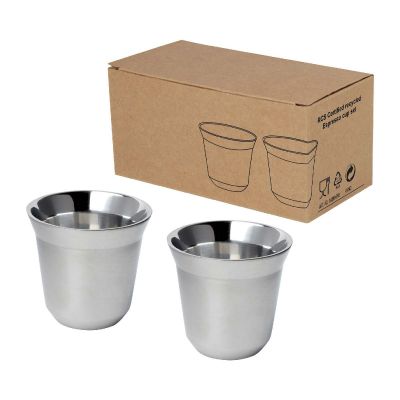 DUO ESPRESSO SET - Set di tazze per caffè espresso in acciaio inossidabile certificato RCS da 80 ml Duo