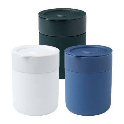 JAVA - Bicchiere in ceramica con involucro in silicone e coperchio in plastica da 330 ml