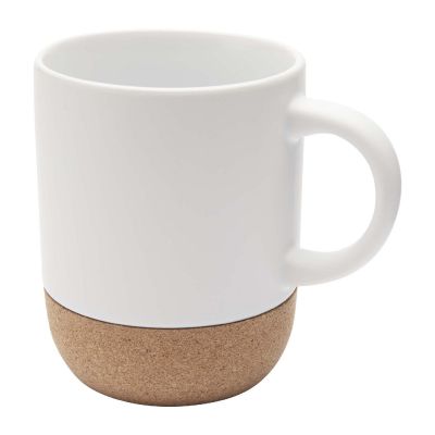 BILLIE - Tazza per stampa a sublimazione in ceramica da 300 ml con dettagli in sughero