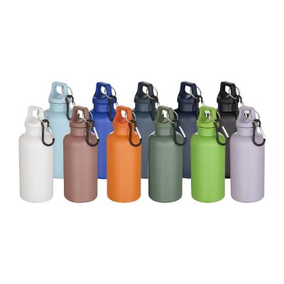 OREGON - Borraccia in plastica riciclata RCS in tinta unita da 400 ml con moschettone