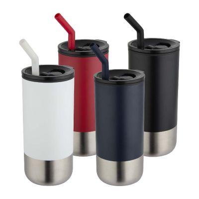 GRAYSON - Bicchiere termico in materiale certificato RCS con cannuccia da 480 ml