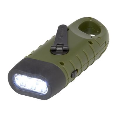 HELIOS - Torcia a dinamo solare con moschettone in plastica riciclata