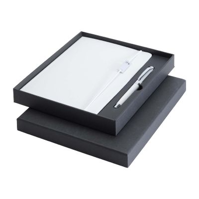 LEGATO ELEGANCE - Set con blocco note formato A5 con copertina rigida e penna roller