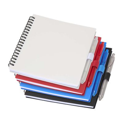 NIOVE - Set di blocco note con copertina morbida in plastica riciclata e penna a sfera