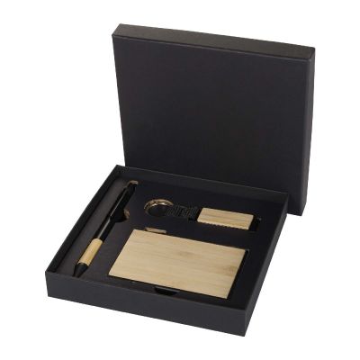 MINKA - Set regalo con penna a sfera, portachiavi e portacarte RFID in alluminio riciclato certificato RCS 