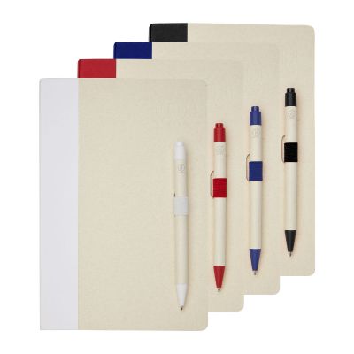 DAIRY DREAM REALIZZATI - Set blocco note formato A5 e penna a sfera Dairy Dream realizzati con cartoni del latte riciclati