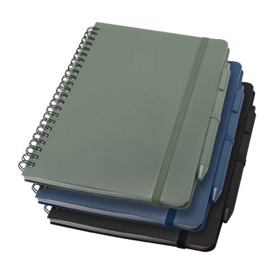 THALAASA INCHI - Blocco note formato A5 con copertina rigida in plastica recuperata in prossimità degli oceani e penna a sfera Thalaasa (inchi