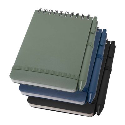 THALAASA INCHI - Blocco note formato A6 con copertina rigida in plastica recuperata in prossimità degli oceani e penna a sfera Thalaasa (inchi
