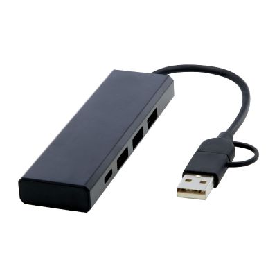 RISE - Hub USB 2.0 in alluminio riciclato RCS 