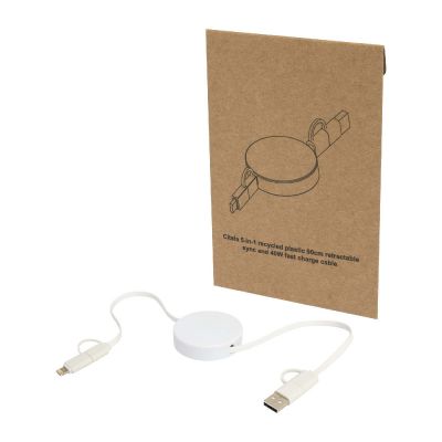 W CITALA - Cavo 5-in-1 in plastica riciclata retrattile da 90 cm per la sincronizzazione dei dati e la ricarica rapida da 40