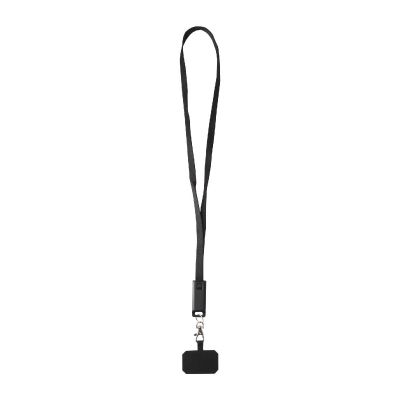 SMARTLANYARD SYNC - Lanyard per smartphone in plastica riciclata con cavo integrato per la sincronizzazione dati e la ricarica rapida 5 in 1 da 6