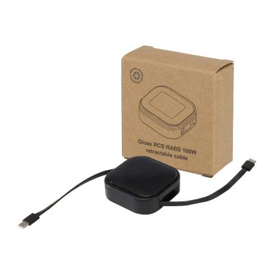 RESYNC CABLE 5IN1 - Cavo retrattile 5 in 1 in materiale riciclato con cavo retrattile per la sincronizzazione dei dati e la ricarica rapida da 10