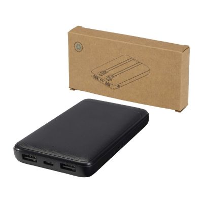 ADHIL - Power bank da 10.000 mAh e 10 W in plastica riciclata con 2 cavi integrati 