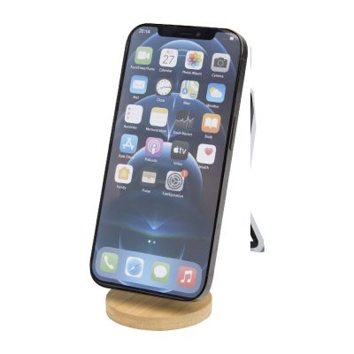 ALCOR - Supporto magnetico per telefono pieghevole in plastica riciclata con dettagli in bambù 