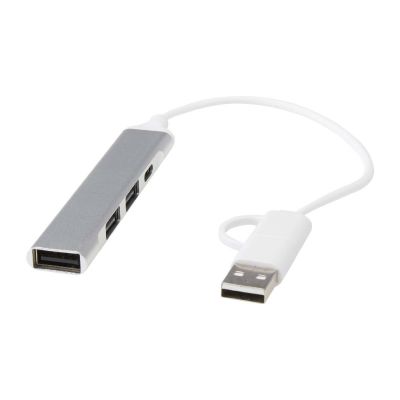 ALKAID - Hub USB-A e Tipo-C a 4 porte in alluminio riciclato con doppio ingresso 